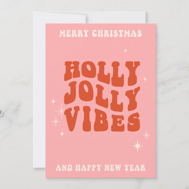 Holly Jolly Vibes - Ett Cheerful Helgdag Message Julkort (Framsida)