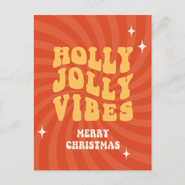 Holly Jolly Vibes - God jul Helg Vykort (Framsida)