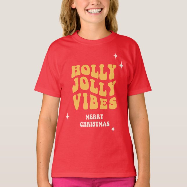 Holly Jolly Vibes - God jul T Shirt (Framsida)