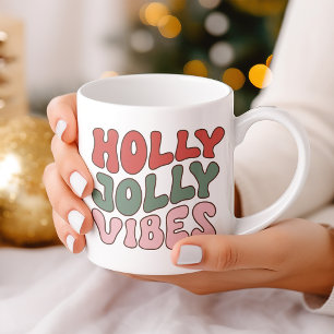 Holly Jolly Vibes Groovy Retro jul Kaffemugg