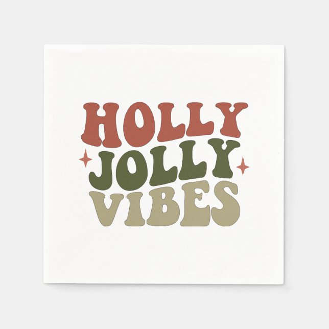 Holly Jolly Vibes Retro 1960-talet, jul Party Pappersservett (Framsidan)