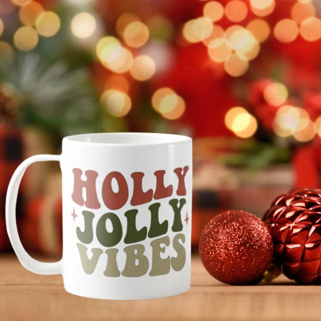 Holly Jolly Vibes Retro 1960-talets julgåva Kaffemugg (Skapare uppladdad)