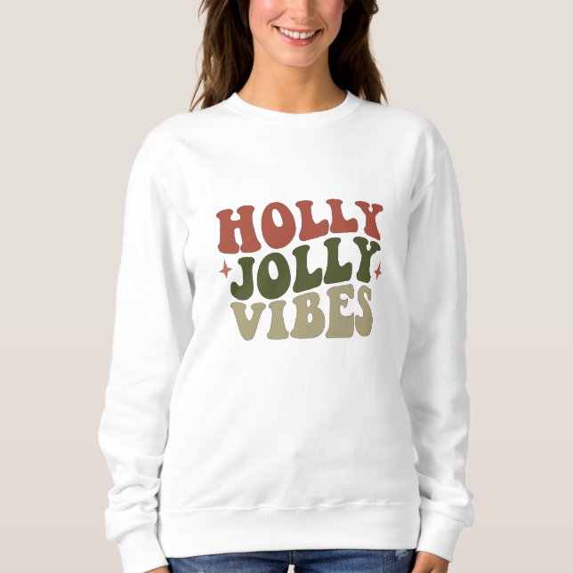 Holly Jolly Vibes Retro 1960-talets julgåva T Shirt (Framsida)