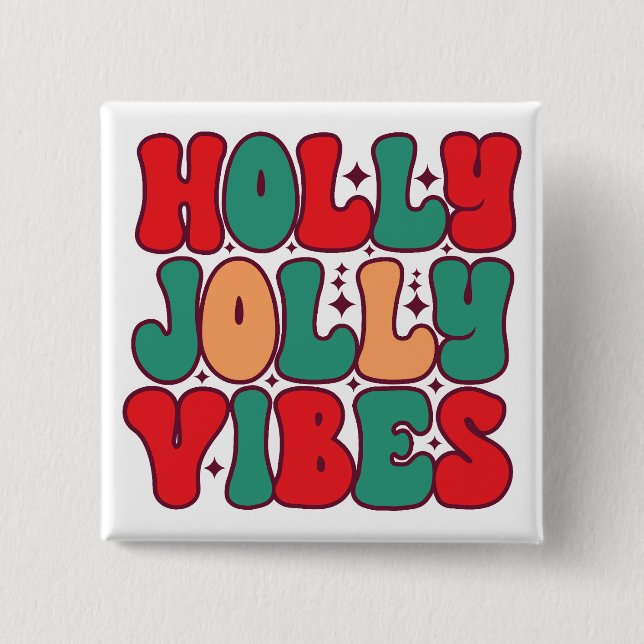 Holly Jolly Vibes Retro Groovy Helgdagars jul Knapp (Framsida)