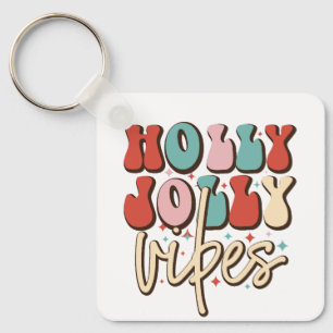 Holly Jolly Vibes Retro Groovy Helgdagars jul Nyckelring