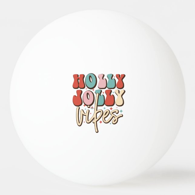 Holly Jolly Vibes Retro Groovy Helgdagars jul Pingisboll (Framsidan)