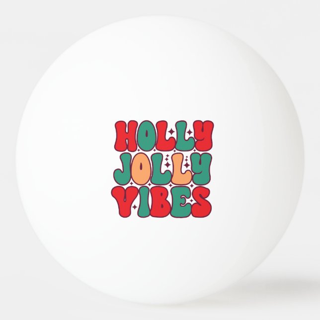 Holly Jolly Vibes Retro Groovy Helgdagars jul Pingisboll (Framsidan)