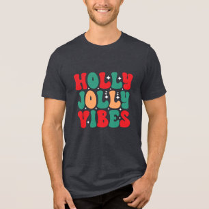Holly Jolly Vibes Retro Groovy Helgdagars jul T Shirt