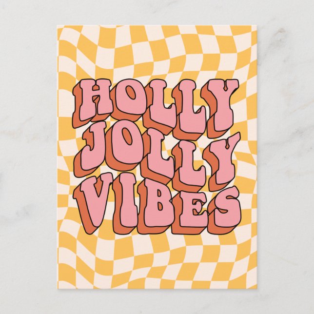 Holly Jolly Vibes - Retro Helgdag Cheer Helg Vykort (Framsida)