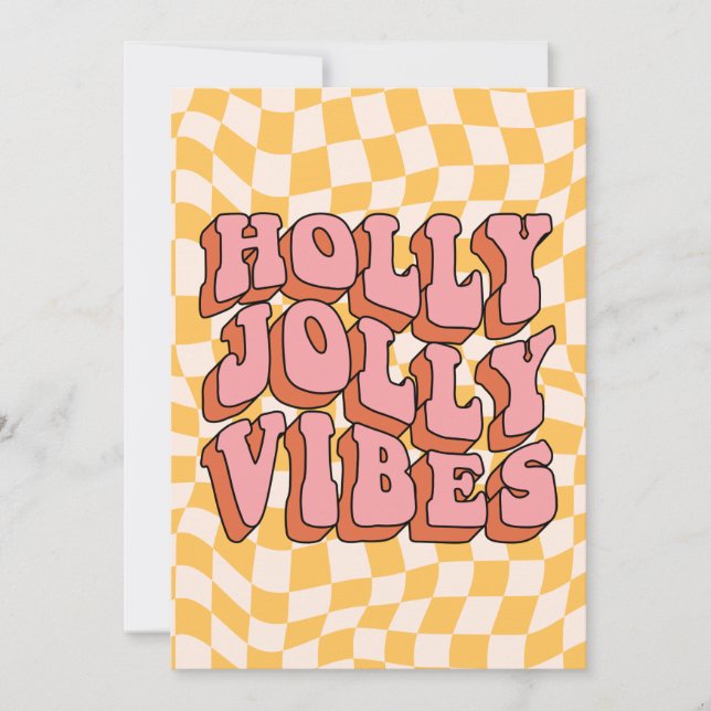 Holly Jolly Vibes - Retro Helgdag Cheer Julkort (Framsida)
