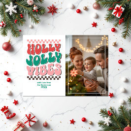 "Holly Jolly Vibes" Retro-julfoto Julkort