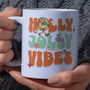 Holly Jolly Vibes Retro Orange jul Namn Mugg