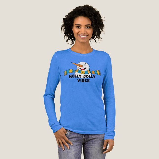 Holly Jolly Vibes Snowman T Shirt (Hel framsida)