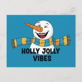 Holly Jolly Vibes Snowman Vykort