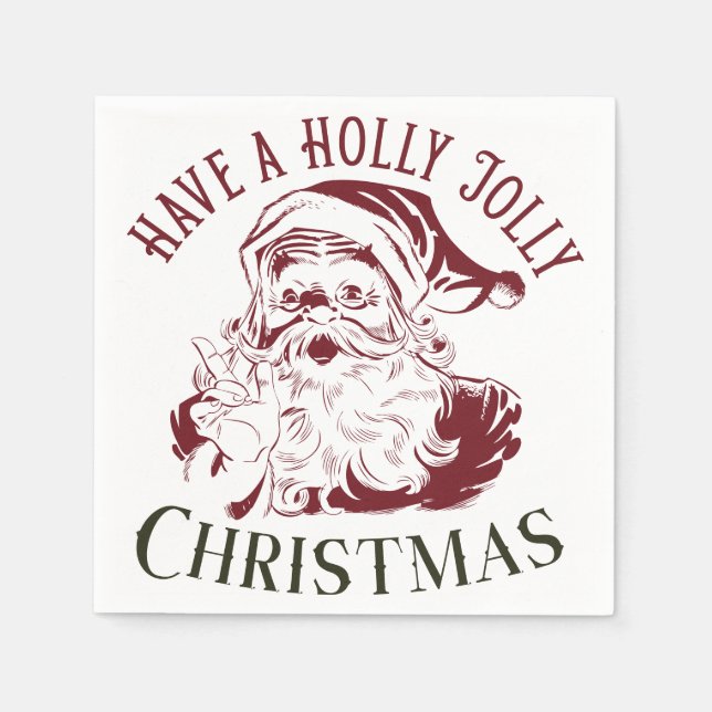 Holly Jolly Vintage Christmas Pappersservett (Framsidan)
