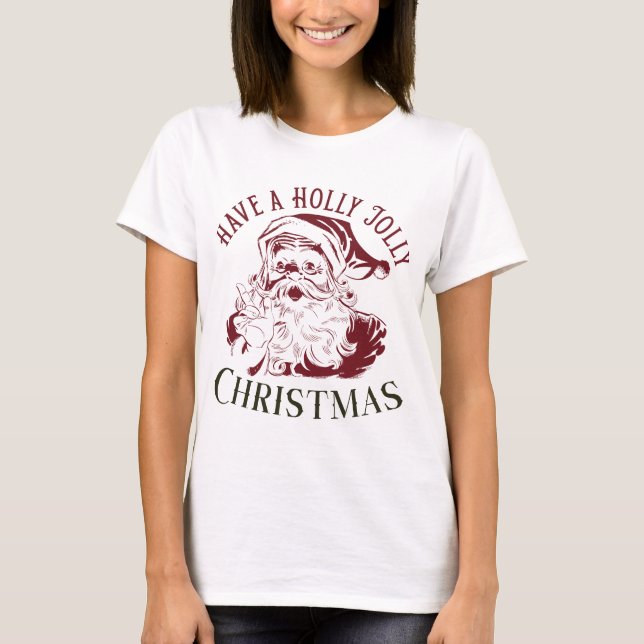 Holly Jolly Vintage Christmas T Shirt (Framsida)
