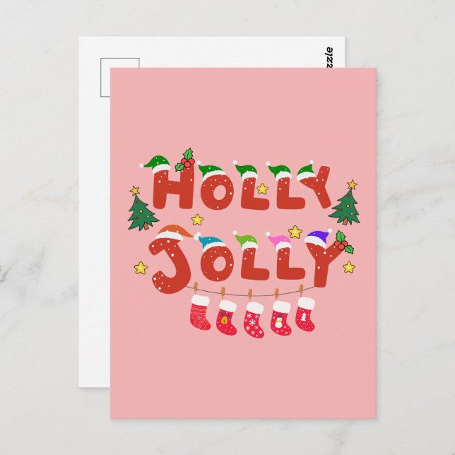 Holly Jolly Vykort (Fram/baksida)
