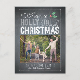 Holly Jolly-vykort för julfotkort Helg Vykort
