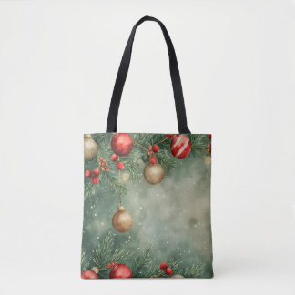 Holly Jolly Watercolor Tote Bag Tygkasse