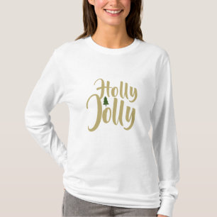 Holly Jolly White Guld God jul Långärmad T Shirt