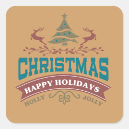 Holly Joy Helgdag Stickers Fyrkantigt Klistermärke