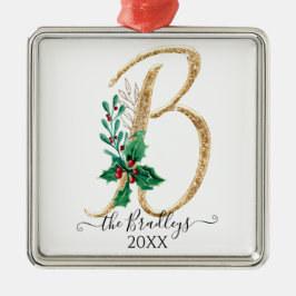 Holly jul-familjen Guld Glitter Monogram B Julgransprydnad Metall