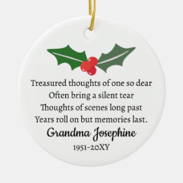 Holly jul Memorial Personlig Photo Julgransprydnad Keramik