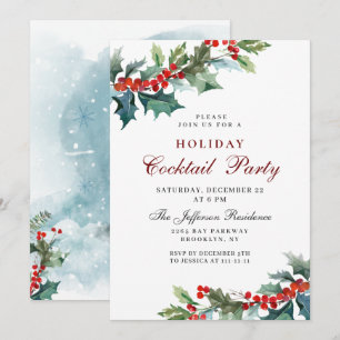 Holly jul Mistletoe Helgdag Coattail Party Inbjudningar