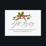 Holly Jul Möhippa Gift-registret Tilläggskort<br><div class="desc">Vintagarna presentkort för röda blommor,  holly och bär christmas-möhippan designade för att snabbt och enkelt kunna anpassas.</div>