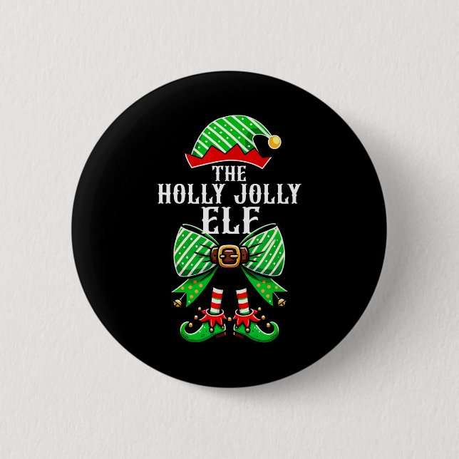 Holly Julafton Jolly Elf Coquette Bow Julfamiljen Knapp (Framsida)