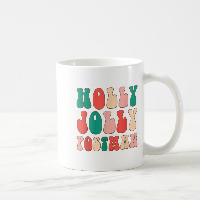 Holly Julafton Jolly Stman Retro Groovy jul Paja Kaffemugg (Höger)
