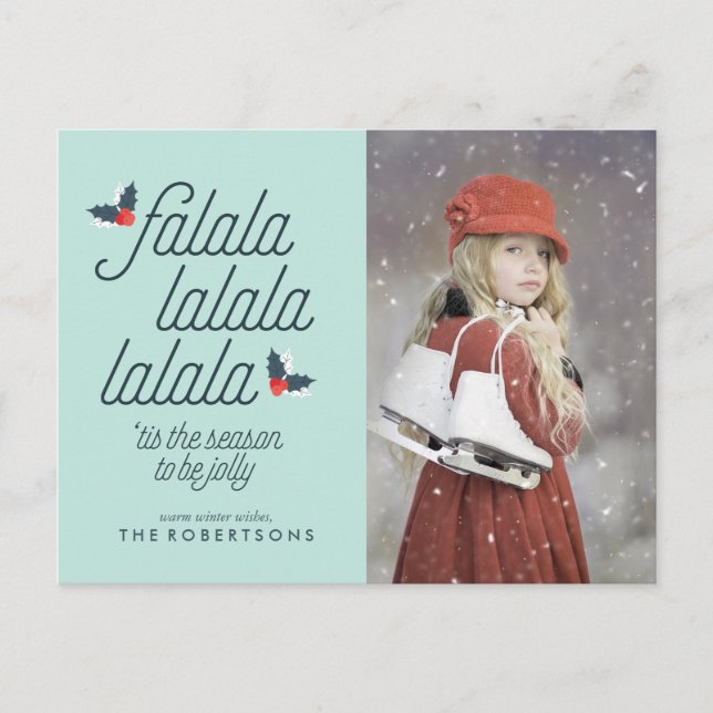 Holly Julfoto-Helgdag Helg Vykort (Framsida)