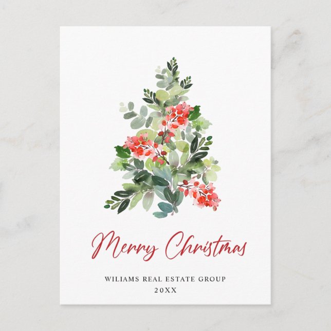Holly Julgran Corporate Hälsning Helgdag Vykort (Framsida)