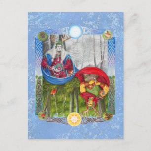 Holly King och Oak King dubbelporträtt miniprint Vykort