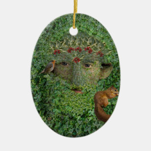 Holly Kung Grönt Man Pagan Wiccan Julgransprydnad Keramik