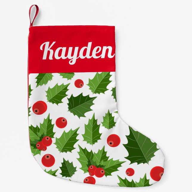 Holly Lämnar julklapp för eget namn Liten Julstrumpa (Framsidan)