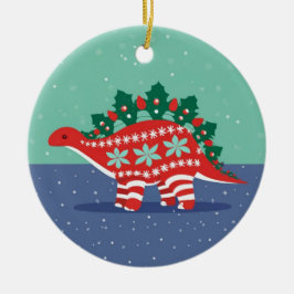 Holly Lights Aglow Stegosaurus Ornament