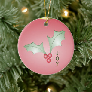 Holly Ljust grönt Rosa jul Julgransprydnad Keramik