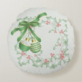 Holly Ljust grönt Rosa Rund Kudde