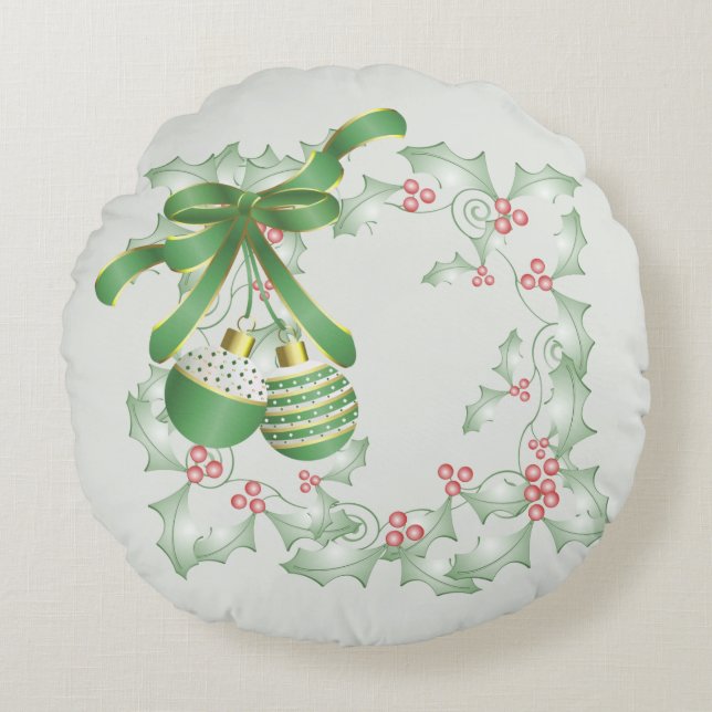 Holly Ljust grönt Rosa Rund Kudde (Framsidan)
