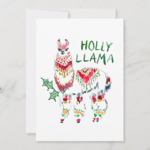 HOLLY LLAMA Boho Helgdag julkort - platt kort