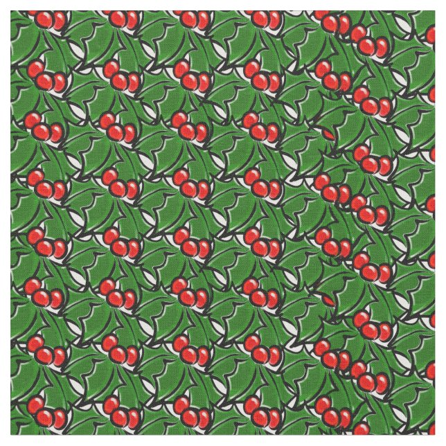 Holly Löv, Holly-bär, helgdag mönster Tyg (Närbild)