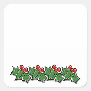 Holly Löv, Holly-bär, julkrans Fyrkantigt Klistermärke