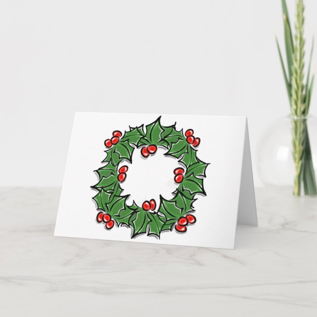 Holly Löv, Holly-bär, julkrans Helgkort (Framsida)