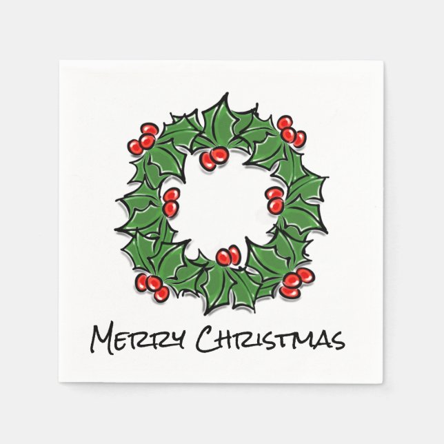 Holly Löv, Holly-bär, julkrans Pappersservett (Framsidan)