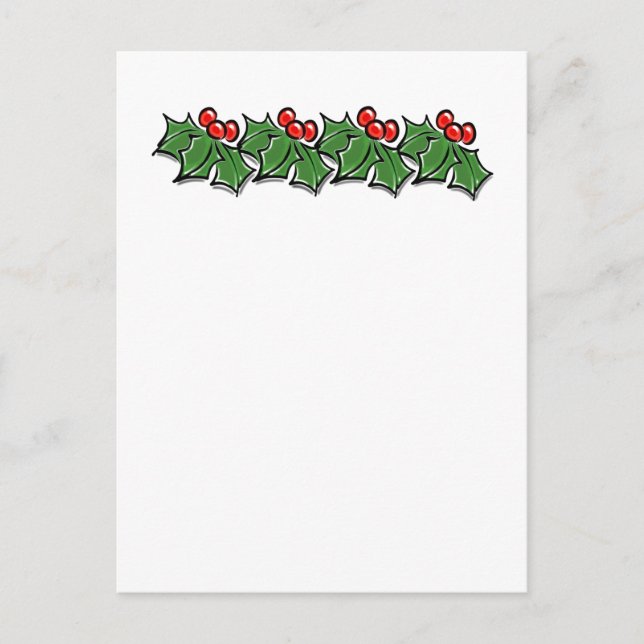 Holly Löv, Holly-bär, julkrans Vykort (Framsida)