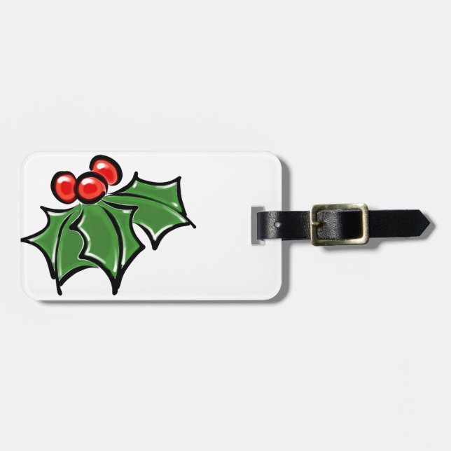 Holly Löv, Holly-bär, roligt-helgdag botaniskt Bagagebricka (Horisontell Framsida)