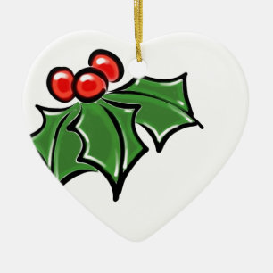 Holly Löv, Holly-bär, roligt-helgdag botaniskt Julgransprydnad Keramik