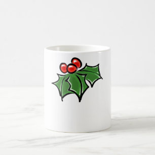 Holly Löv, Holly-bär, roligt-helgdag botaniskt Kaffemugg