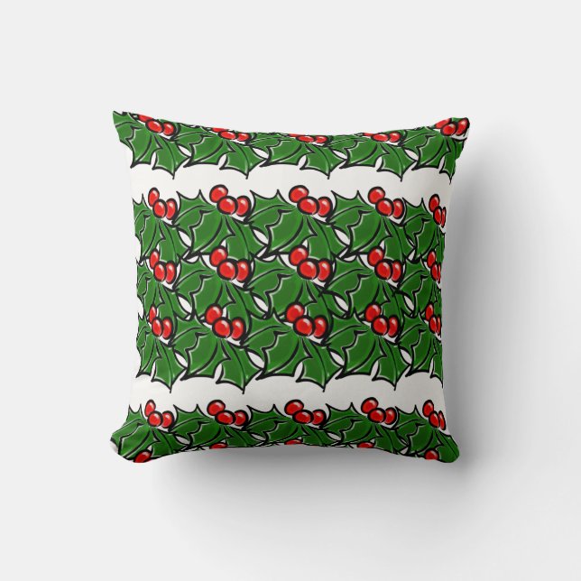 Holly Löv, Holly-bär, roligt helgdag mönster Kudde (Framsida)